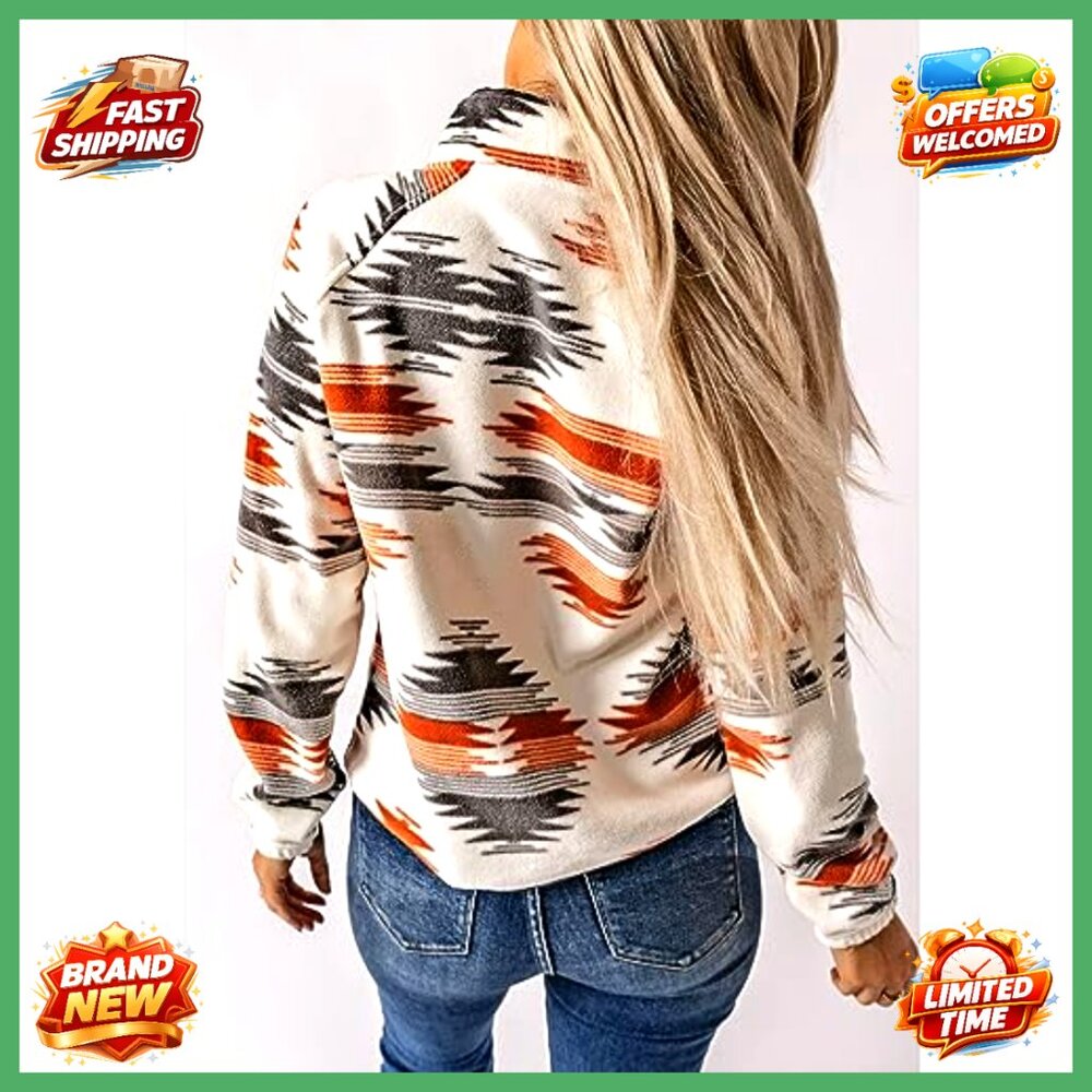 Fleece Snap Button Shacket Jacket with Aztec Prin… - image 2